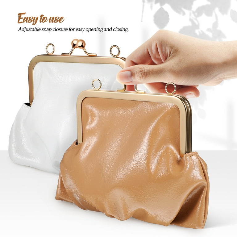 High Quality PU Leather Vintage Solid Pocket Shell Bags 2 Straps Women  Shoulder Crossbody Bag Kiss Lock Women's Handbags Purses