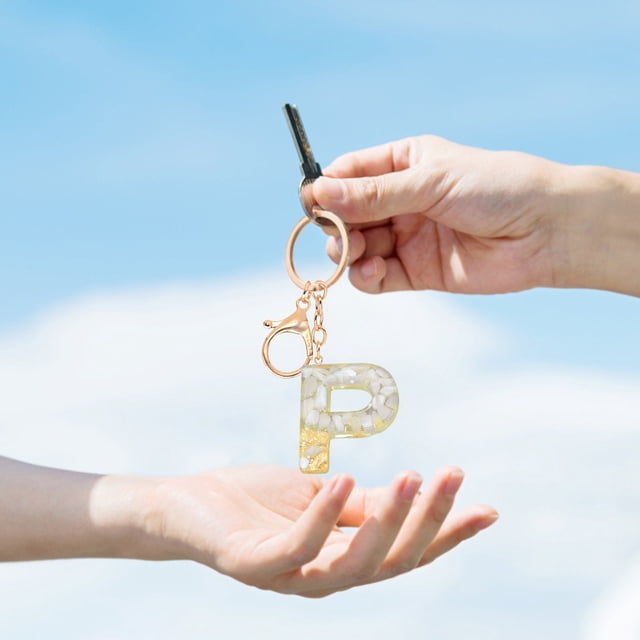 Translucent Resin Personalized Keychain Customizable Alphabet Letter Pendant Gift for Women