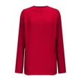 thumbnail image 5 of Dxzfnsa Womens Casual Oversized Loose Solid Round Neck Sweater Long Sleeved Shirts for Women Red-2XL, 5 of 7