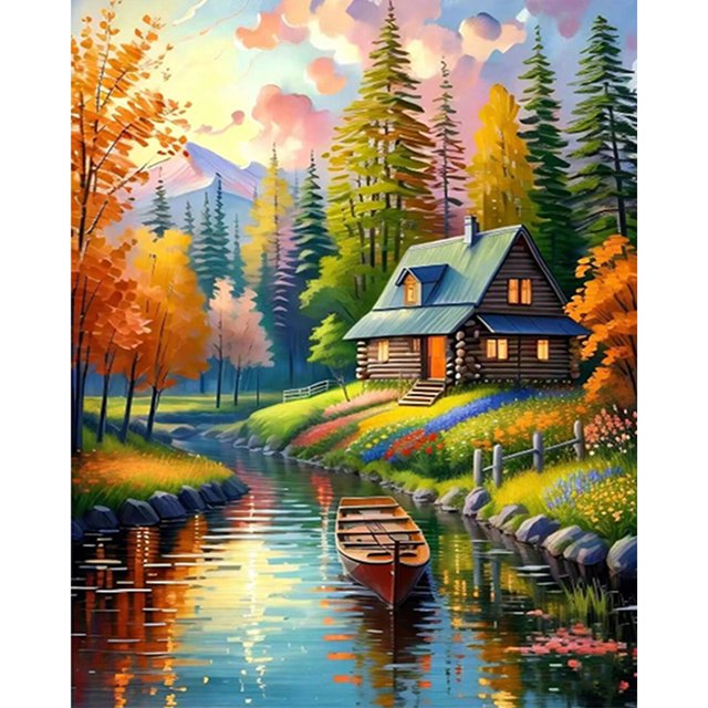 Kit Pintura Por Números Sobre Lienzo Arte Al Óleo Artesanal Imagen Cabina 40x50cm