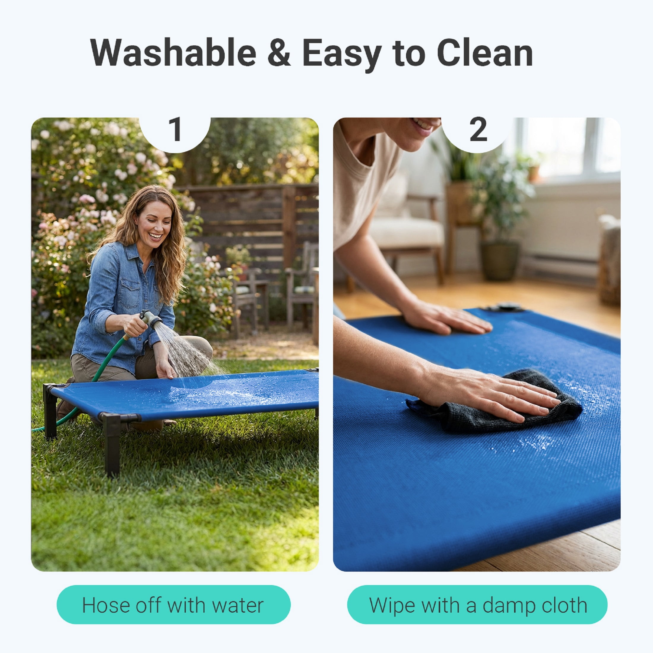 Elevated Dog Bed, Cooling Raised Bed, Portable&No-Slip for Outdoor or Indoor Use, Navy, Large, 51"L x 36"W x 9.3"H