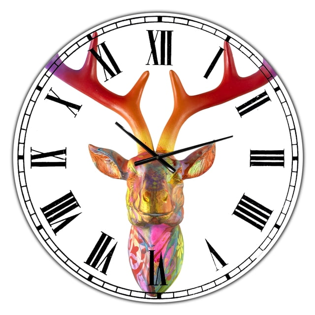 Designart 'Rainbow Antlers' Oversized Modern Wall Clock