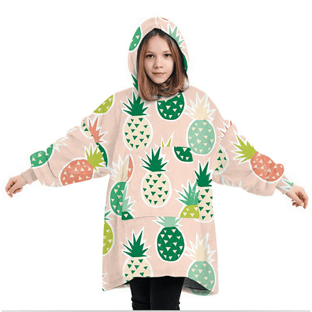 

Kiapeise Children´s Pajama Reversible Solid Animal Pattern Cashmere Blanket Hooded Long Sleeve Winter Housewear for Kids