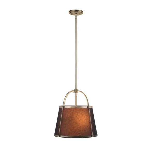 Novogratz x Globe Riley 2-Light Chandelier, Antique Brass, Black Fabric Shade