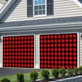 thumbnail image 3 of Black Red Plaid Garage Door Cover Banner 7 x 16 FT, Vintage Rustic Buffalo Checked Gingham Garage Door Curtains Backdrop with Grommets for Indoor Outdoor Wall Party Porch Yard Decorations Background, 3 of 9