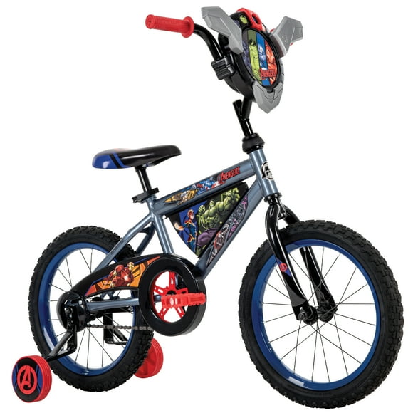 Huffy 16-inch Marvel Avengers Bike for Boys with Training Wheels, Grey/Red