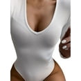 thumbnail image 3 of FASHIONWT Women 3XL Slim Fit Stretch Long Sleeve Sexy Bodysuit T-Shirt, 3 of 4