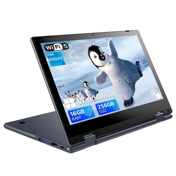 HYYUO 2 in 1 11.6''Touchscreen Laptop, 256GB SSD 16GB RAM, Intel 6500Y Convertible Tablet Notebook, 360° Flip, Ultra-portable Laptop, Windows 11 Laptop for Office, Business, Study