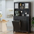 thumbnail image 6 of GOODONE Pantry Cabinet, 71" Tall Coffee Bar Liquor Cabinet, Kitchen Hutch Food Pantry, Modern Buffet Cabinet with Hutch, Tilt Out Trash Can Cabinet 10 Gallon, Kitchen Pantry Storage Cabinet (Black), 6 of 8