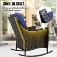 thumbnail image 6 of COOS BAY Stone Harbor 3-Piece Brown Wicker Patio Furniture Set Outdoor Conversation Set with Blue Olefin Cushions, Rocking Chairs, Side Table, 6 of 10