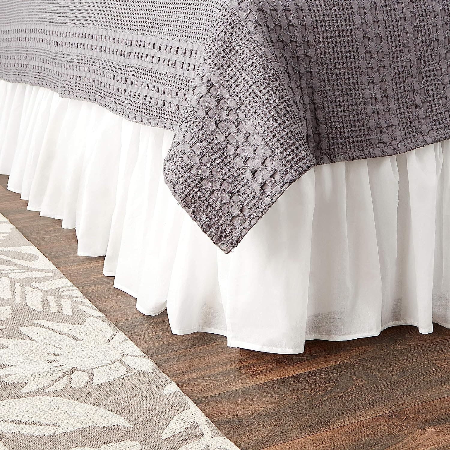 Greenland Home 100% Cotton Voile Bed Skirt - 15 in. Drop Ruffle - White, Queen