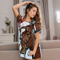 thumbnail image 3 of Vsdgher Motif Cheval de Noël Chemise de Nuit à Manches Courtes Col Rond Mignonne Robe de Nuit Confortable, 3 of 6