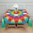 thumbnail image 3 of Colorful Tie Dye Mandala Pattern Square Tablecloth,Waterproof Square Table Cover,Wipeable Spillproof Washable Table Cover for Home Kitchen Party Decor 60"x60"(152x152cm), 3 of 6