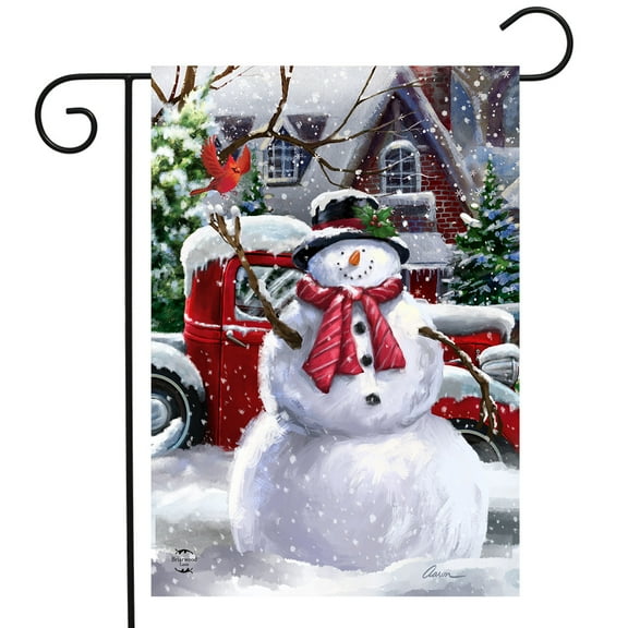 Briarwood Lane Snowfall Snowman Winter Garden Flag