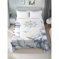 thumbnail image 4 of Nautical Ship Lighthouse Flat Sheets Only Twin XL Size, Soft Breathable Bed Top Sheets for Mattress, Ocean Anchor Rudder Lines Art Luxury Bedding Flat Sheets for Home Hotel Bedroom Bed Protection, 4 of 9