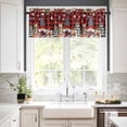thumbnail image 3 of Christmas Gnome Kitchen Curtains and Valances Set, Squirrel Cat Poinsettia Xmas Tree Red Plaid Rod Pocket Window Valance Window Curtain Panels for Living Room Bedroom Laundry, 27.5x36in, 3 Pieces, 3 of 7