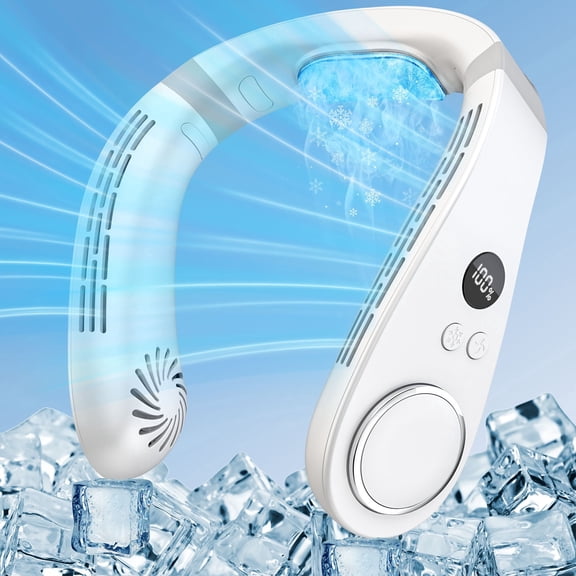 NIYPS Personal Neck Fan - Neck Air Conditioner with Cooling Plate,Small Headphone Necklace Fans that Blow Cold Air,Hands Free Cooler for Travel Camping Purple