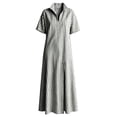 thumbnail image 4 of Women's Maxi Dress, Casual V-Neck Short Sleeve Striped Print with Side Split, Lightweight Flowy Dress for Summer Beach or Resort Wear, 2026 New Limited-time Offer, 4 of 6