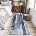 thumbnail image 4 of 2'x6' Rug Runners for Hallways Kitchen, Blue Brown Farmhouse Non Slip Entryway Beside Floor Carpet Runner, Vintage Wooden Country Washable Laundry Room Bedroom Throw Rugs Mat for Family Pet, 4 of 8