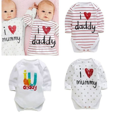 

Love Dad Mom Cotton Newborn Infant Baby Boys Girls Long Sleeve Bodysuit Romper Jumpsuit Cotton Clothes