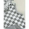 thumbnail image 6 of Baby Girl Boys Suit, Sleeveless Hooded Checkerboard Print Tops + Summer Casual Drawstring Short Pants, 6 of 8