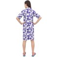 thumbnail image 4 of Bimba Women's White Rayon Sleepwear Button Down Blue Floral Print Sleepshirt - 4, 4 of 5