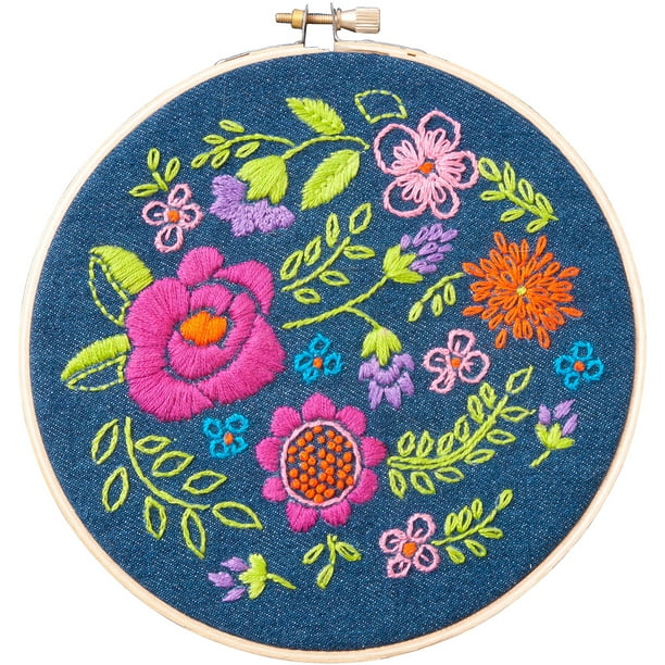 Bucilla 6" Round Floral Explosion Stamped Embroidery Kit, 1 Each