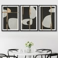 thumbnail image 3 of IDEA4WALL 3 Panels Framed Canvas Print Wall Art Set Mid-Century Gray & Gold Polygon Abstract Shapes Illustrations Modern Art Decorative Nordic Artwork for Home - 16"x24"x3 Panels Black, 3 of 5