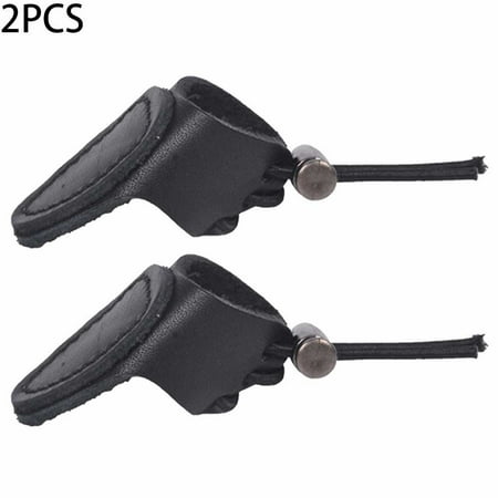 YaSaLy 2X Sale Thicken Cow Leather Thumb Finger Tip Protector Guard Ring Tab Leather Hunting Practice Archery Pull Arrow Shootingglove Black
