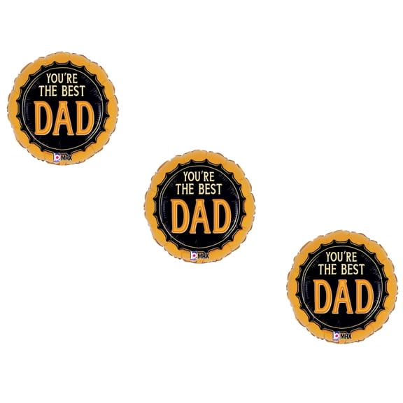 LOONBALLON Father's Day Theme Balloon Set, 3x Standard Best Dad Gold & Black Balloon