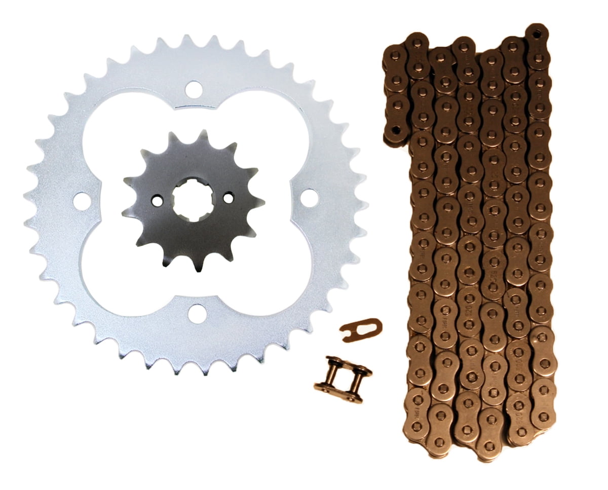 Caltric Drive Chain & Sprocket Kit For Suzuki LT160 Quadrunner 160 (1989-1992) - Green, 120 Link Chain, 11T/39T Sprockets