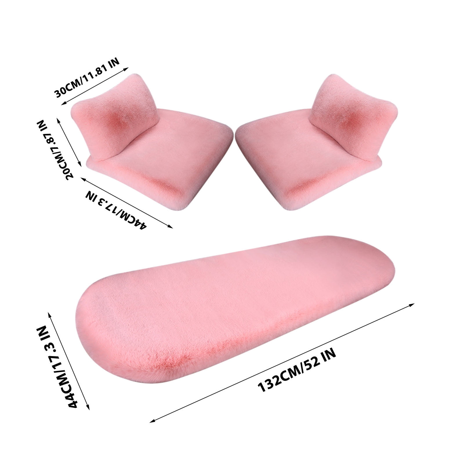 geerera 5Pcs Car Front Rear Seat Cushion with lumbar pillows, Soft Warm Winter Auto Seat Cover, Vehicle Seat Protector Pad With Non-Slip Backing, Car Accessories for Home and Office Chair