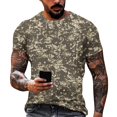 thumbnail image 2 of JULMCOMO Men's Camo Shirts Crew Neck Short Sleeve Soft Comfy Summer T Shirt Loose Fit Casual Pullover Graphic Tees Brown S, 2 of 4