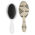 thumbnail image 2 of Rustic Pattern Detangler Hair Brush, Bohemian Artistic Paddle Brush for Wet and Dry Hair, Oval Cushion Brush with Wooden Handle, Colorful and Natural Design, 2 of 4