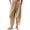 Khaki-womens capri pants, variant on Womens Linen Harem Pants Casual Loose Fit Wide Leg Cropped Pants Lightweight Drawstring Elastic Waist Pant with Pockets