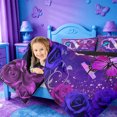 thumbnail image 3 of meiyoeat 3D Cartoon Neon Monogrammed M Twin Comforter SetsVintage Botanical Flower Bedding Set For Girl,Black Reversible,2-Piece,1 Comforter and 1 Pillowcase, 3 of 7