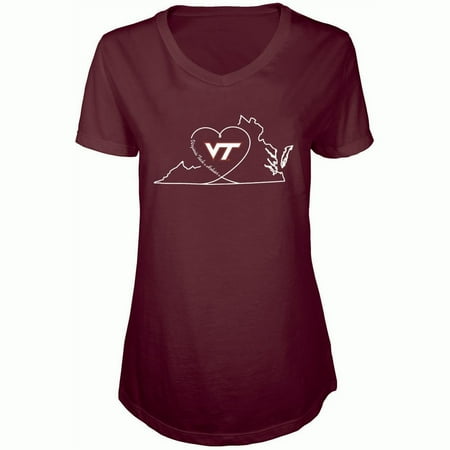Virginia Tech Auto - Women's Russell Maroon Virginia Tech Hokies State V-Neck T-Shirt