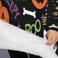 thumbnail image 3 of Oversized Wearable Blanket Hoodie,Halloween Spooky Words and Icons Sherpa Blanket Hoodie with Super Pockets,Super Warm Fuzzy Pullover for Women & Men, 3 of 6