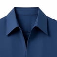 thumbnail image 3 of Men's Business Casual 2 Piece Suit Set, Short Sleeve Lapel Collar Button Down Shirt & High Waist Straight Leg Dress Pants, Loose Fit formal Daily office Outfit Navy, 3 of 4