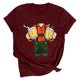 thumbnail image 2 of ICHUANYI Clearance Women's Fashion Summer Round Neck Leisure Short Sleeve Printing Tops(Wine, XXL) ICHUANYI WER2023081504997, 2 of 5