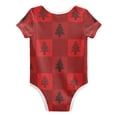 thumbnail image 2 of Red Plaids Black Christmas Trees Pure Cotton Bodysuit Short Sleeve Pajamas One-Piece Romper Unisex 12M, 2 of 6