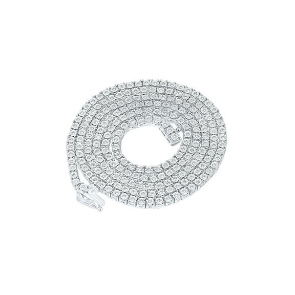 10kt White Gold Mens Round Diamond 24-inch Chain Necklace 1-1/2 Cttw