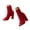 Red, variant on Women's Ankle Boots Open Toe Chunky Heel Sock Short Booties Knit Casual Slip on Dress Sandals