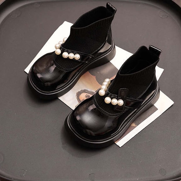 LvhaoGJOB Sock Boots for Kids Stretchy Knit Shaft Pearl Decoration sock boots ankle boots All Season Footwear