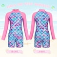 thumbnail image 6 of Marendyee Girls Mermaid Swimming One Piece Ariel Swimsuits for Toddler Long Sleeve Mermaid Scales Swimwear UPF 50 Sun Protection with Zipper 110 cm 3-4 Years, 6 of 15