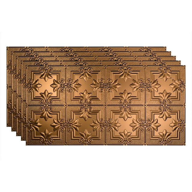 FASÄDE Regalia Decorative Vinyl 2ft x 4ft Glue Up Ceiling Panel in Oil Rubbed Bronze(5 Pack)