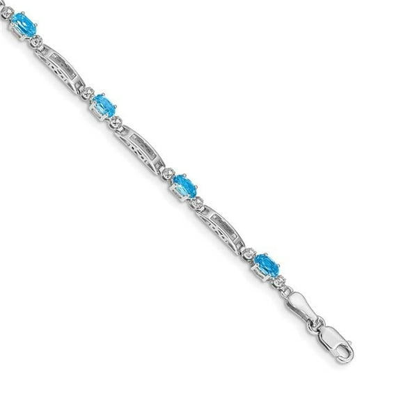 Primal Gold 14 Karat White Gold Diamond and Blue Topaz Bracelet