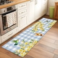 thumbnail image 2 of Runner Rug 2'x6', Forsythia Flowers Washable Non-Slip Hallway Runner Rugs, Spring Yellow Floral Hummingbird Blue Plaid Bedside Rugs Floor Mats Carpet Runners for Kitchen Bathroom Laundry Room, 2 of 8