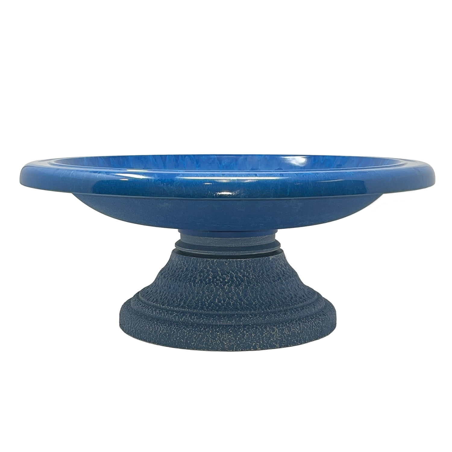 Birds and Beyond Azure Blue Lightweight Freestanding Clay Bird Bath Basin with 7.5"H Small Base Sand