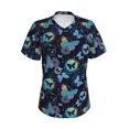 thumbnail image 2 of Uemuo Blue Butterfly Printed Women's Classic V-Neck T-Shirt - Soft, Breathable, Moisture-Wicking, Perfect for Casual, Office, Travel, and Everyday Wear-XX-Large, 2 of 5